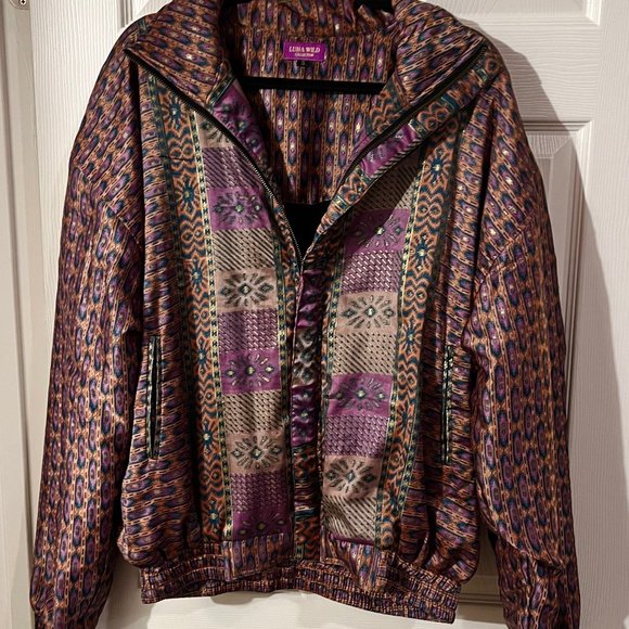Luna Wild Festival Bomber Jacket from Upcycled Indian Sari, Medium-Brand New - Picture 1 of 6